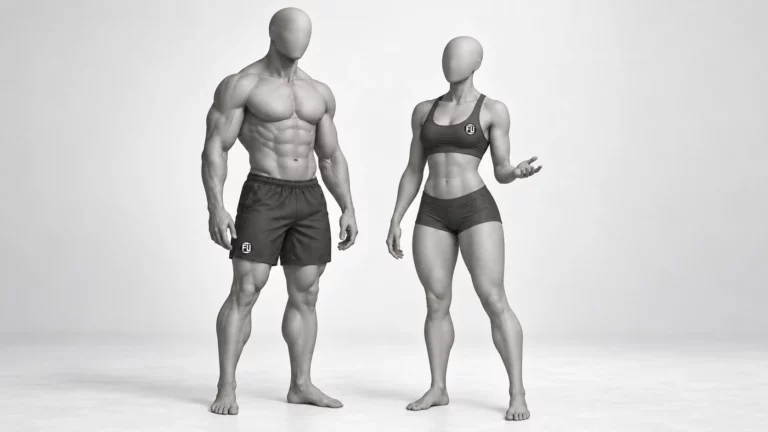 Personnages Fitus debout dans une posture détendue, l’un faisant un geste de conversation.